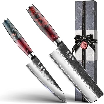 Japanese VG10 Core 3-Layer Steel Nakiri Knife + Utility Knife