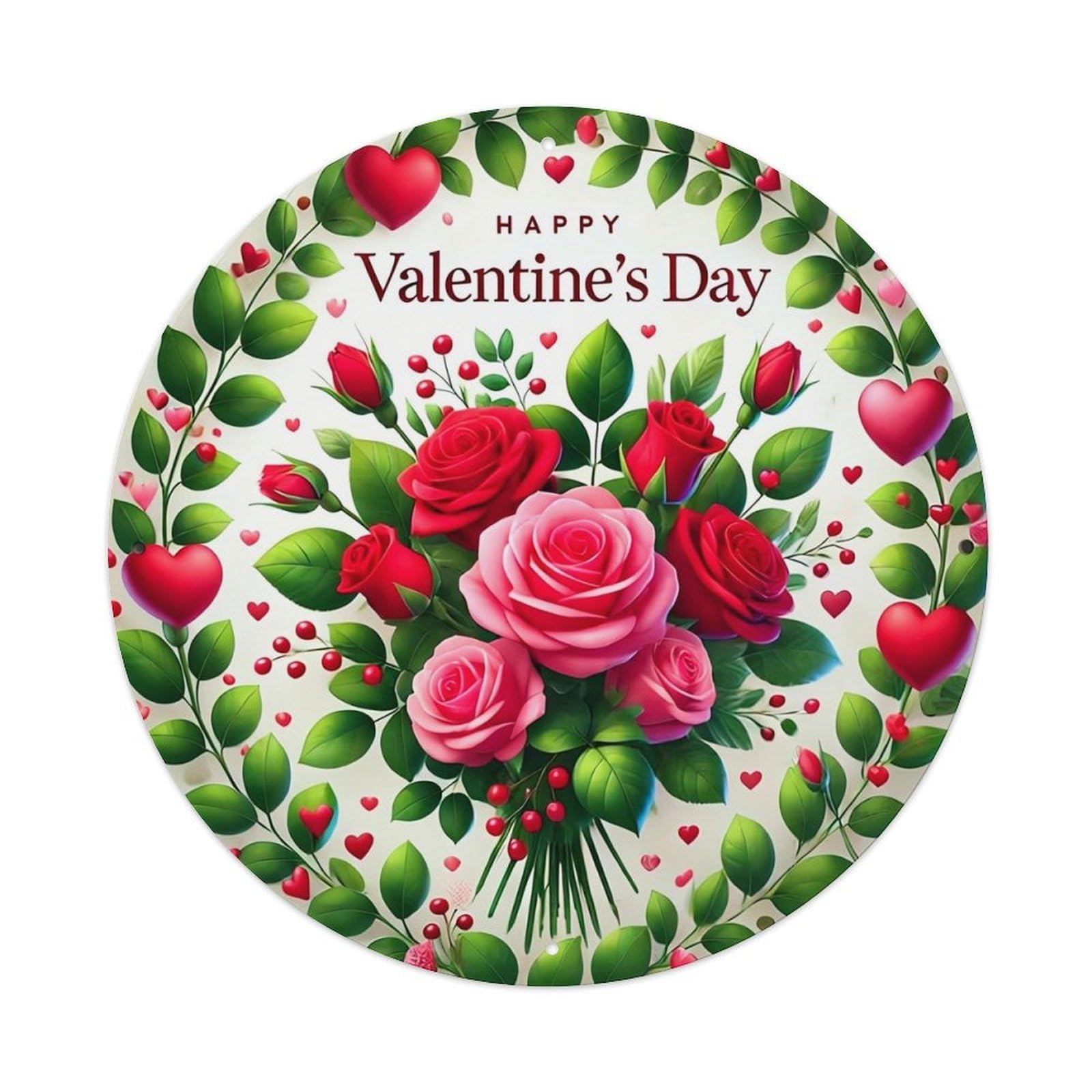 Jdyansheng Vintage Happy Valentines Day Rose Bouquet Tin Sign Metal Poster Metal Signs For Home Man Cave Bar Cafe Kitchen Laundry Room Wall Decorations 8X8 Inches