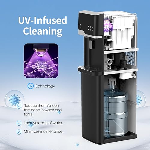 Miniatura 5 de IKT Dispensador de enfriador de agua con carga inferior autolimpiante, máquina de hielo integrada para botella de 5 galones, capacidad diaria, 22
