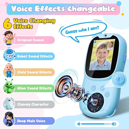 Miniatura 3 de Walkie Talkies de video para niños con cámara, paquete de 2 walkie talkie recargables para niños con videollamada y cambiador de voz, video portero