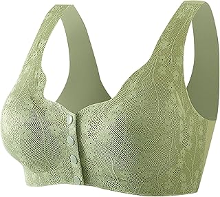Blitzangebot - Sujetador de algodón con botones en la parte delantera, para mujeres mayores, sin aros, pequeño