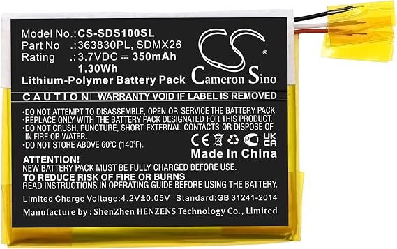 363830PL SDMX26 Battery Replacement for SANDlSK Sansa Clip Clip Jam