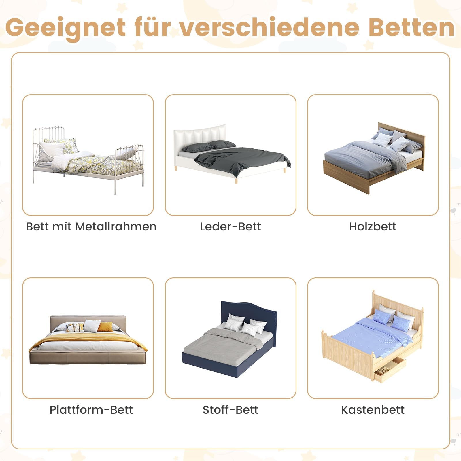 FANTASK Bettschutzgitter klappbar mit Verstellbarer Gurte, EIN-klick-Faltung, Bettgitter Rausfallschutz Bett 180° faltbar für Kinderbett, Boxspringbett & Elternbett, 150 x 42cm (Grau)