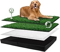Vista 1 de HQ4US 4LEGS Almohadilla de césped para perros con caja de arena plegable para perros, base de forro extra grande (44 x 34 pulgadas) para balcón, 2