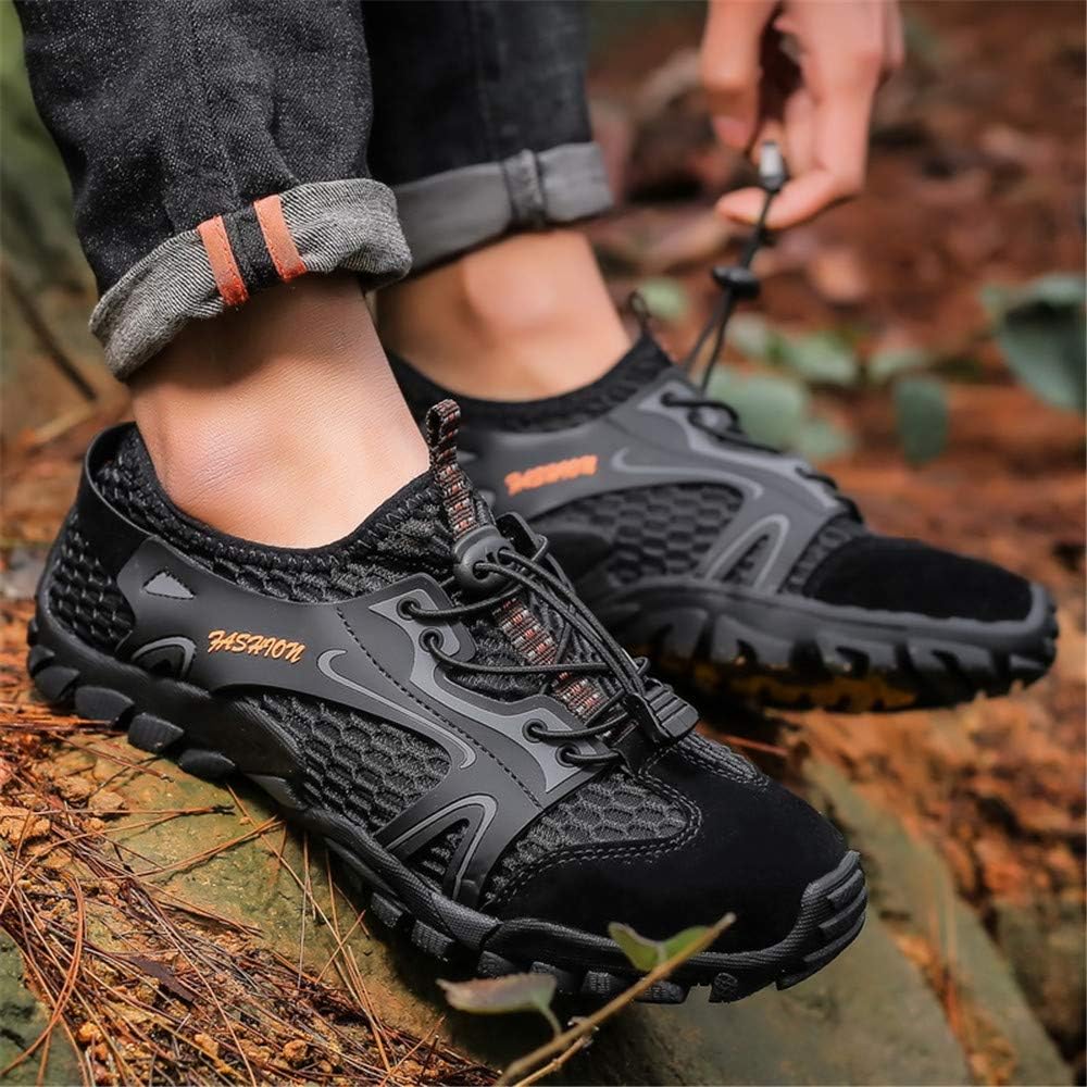Yuper Men's Breathable Ultra-Slip Hiking Shoes Running Barefoot Trekking Shoes Mesh Quick Dry Lightweight Outdoor Fitness Sneakers Black 9 Men US 10.24''Heel to Toe
