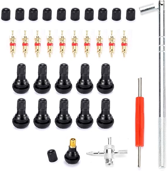 Rngeo Tire Valve Stem Puller Tools Set with 10 Pcs TR412 Snapin Valve