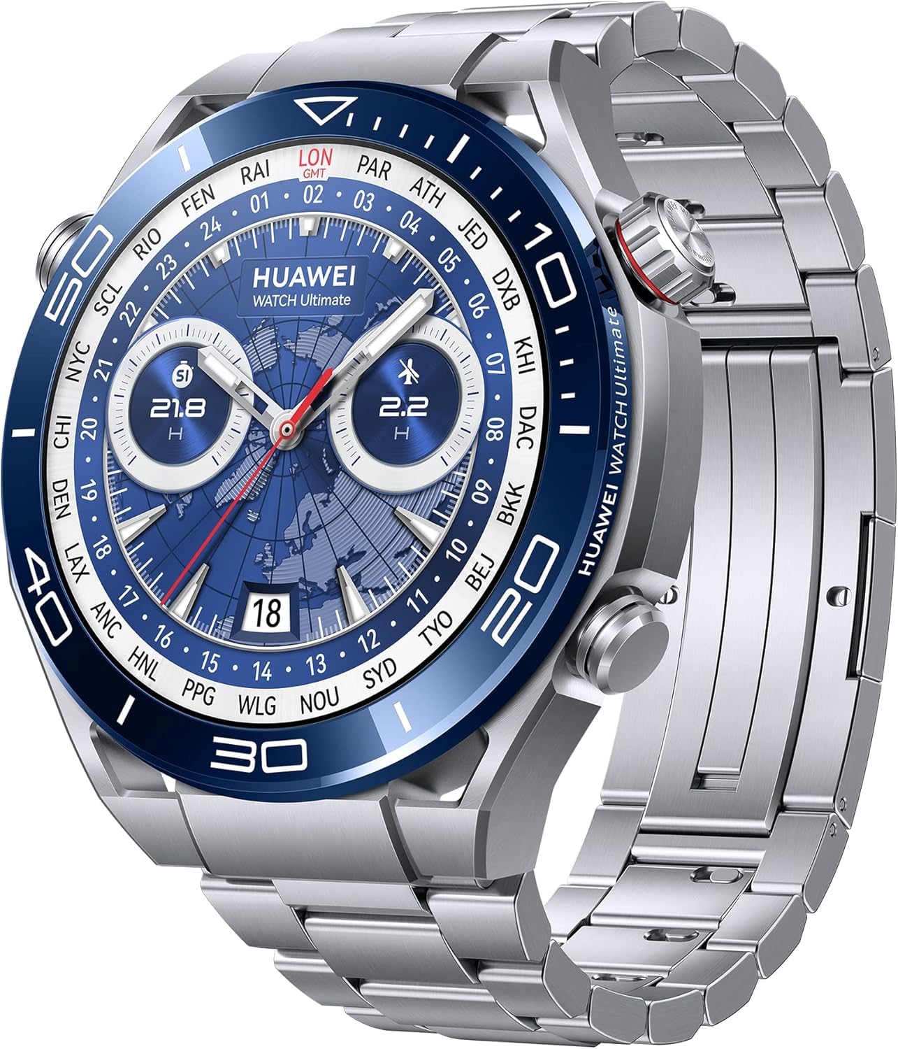 HUAWEIWatch Ultimate Smartwatch, 1.5" LTPO AMOLED Touch Display, Zirconium-Based Liquid Metal, Health Monitoring, Golf Course Mode, 100m Water Resistance, 2-Week Battery Life (Ultimate, Blue)