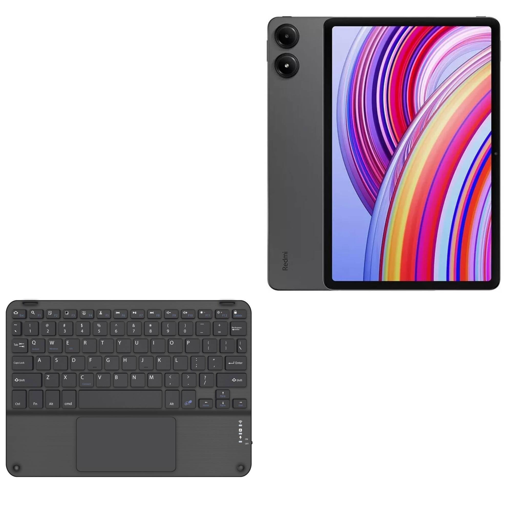 BoxWave Keyboard Compatible with Xiaomi Redmi Pad Pro 5G - SlimKeys Bluetooth Keyboard with Trackpad, Portable Slim TouchPad - Jet Black