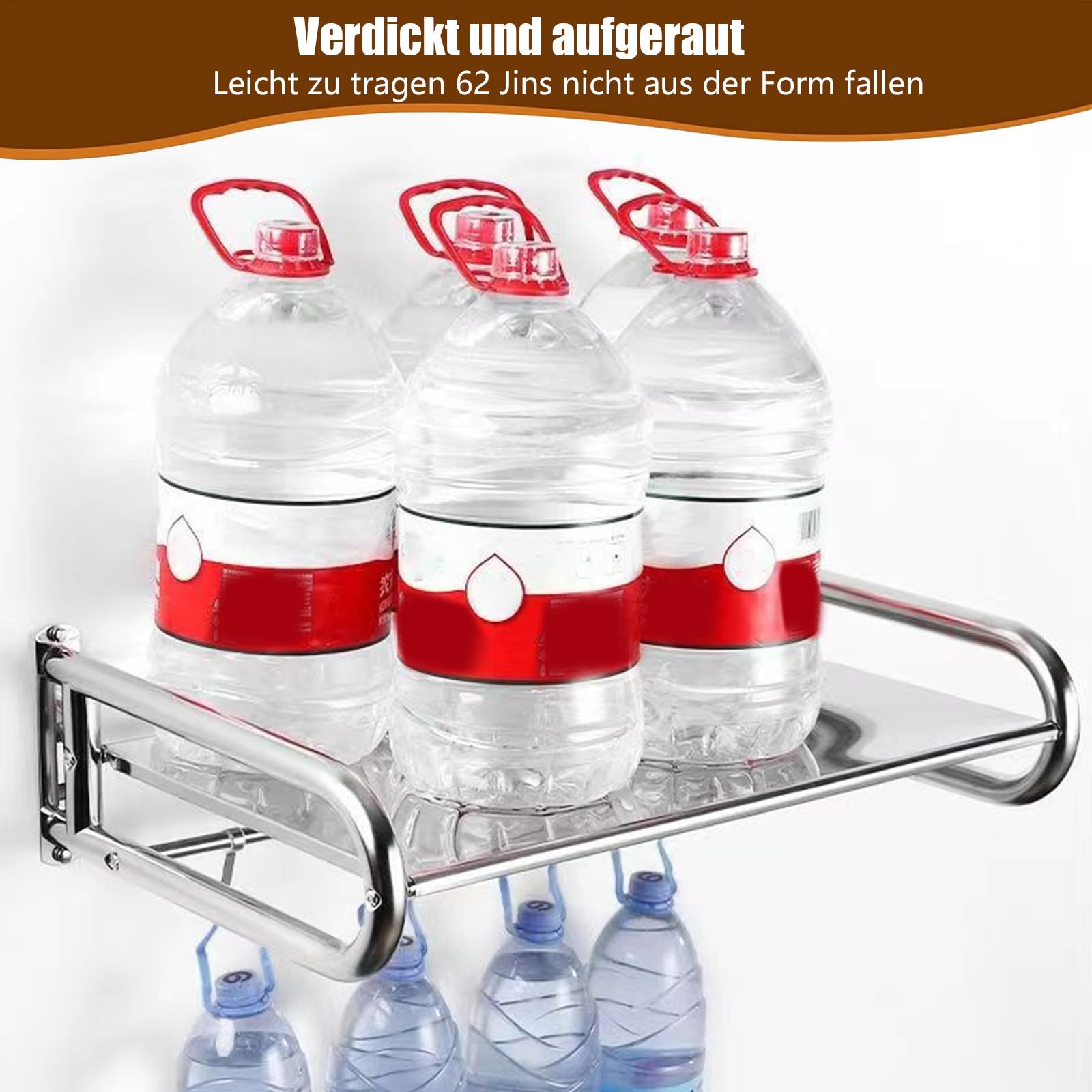 TWSOUL Mensola per microonde, montaggio a parete, con 4 ganci, in acciaio inox, per forno, microonde, spezie, stoviglie da cucina