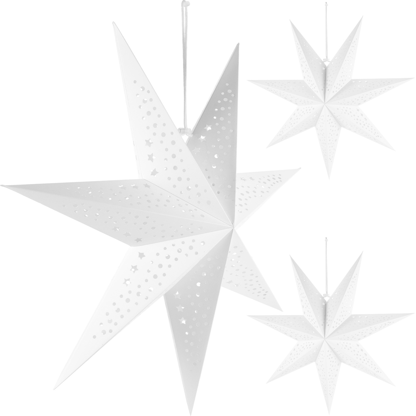 BESPORTBLE 3-Pack Paper Star Lanterns - 35cm Hollow Out Star Lampshades For Christmas, Wedding, Party Decor (Lights Not Included) - View #9