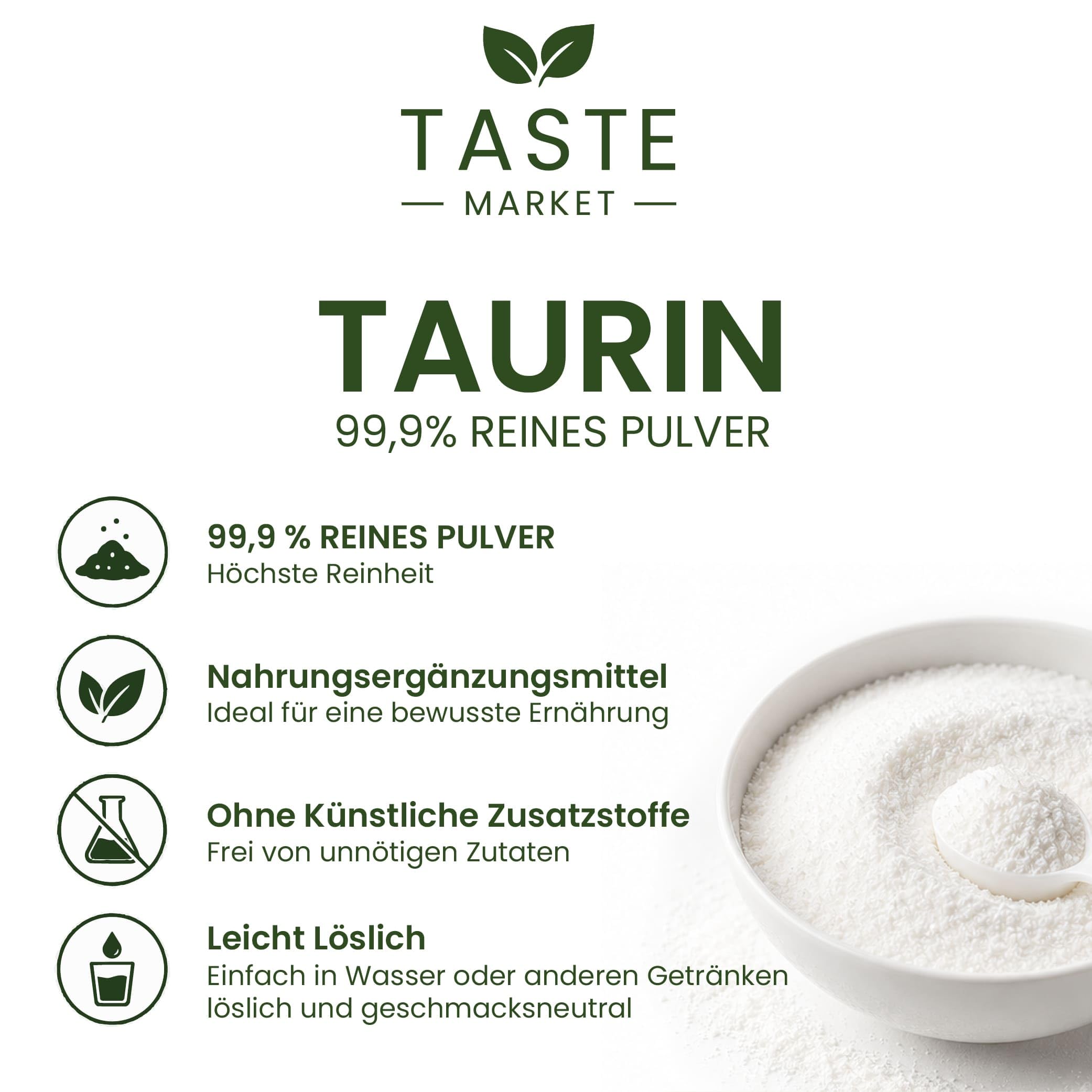 10 kg Taurin Pulver – Ohne Zusatzstoffe – 99,9% Rein – Muskelaufbau – Aminosäuren Pulver