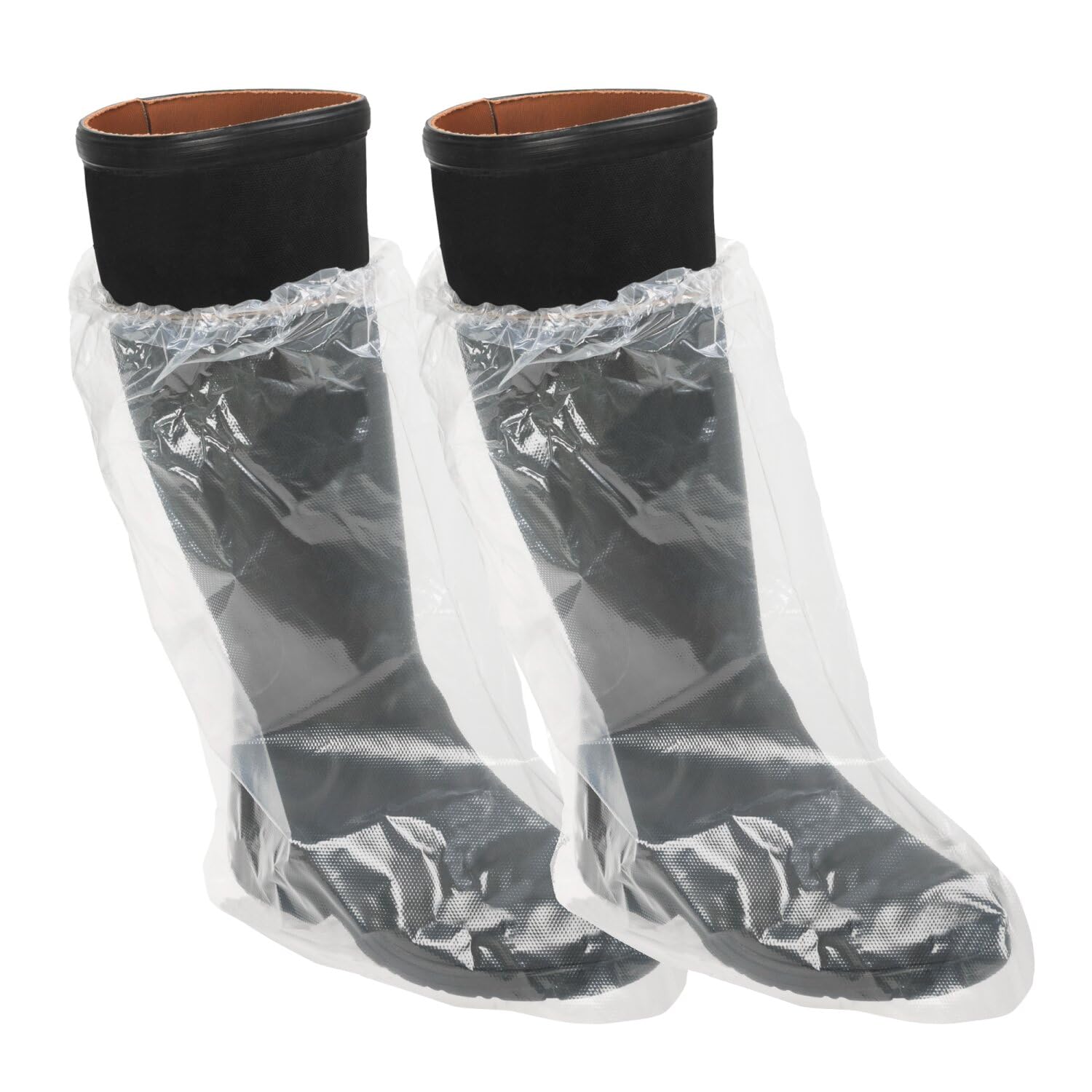 TronicXL Lot de 100 surbottes jetables en film polyéthylène de qualité solide - Transparentes - Avec élastique - Protection de chaussures de pluie jetables