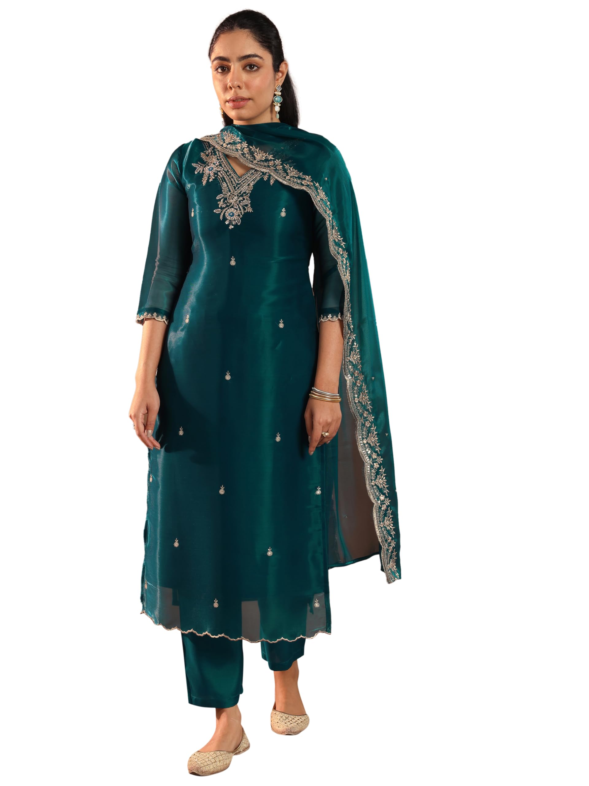 libas Womens Yoke Design Silk Blend Straight Kurta With Trousers and Dupatta-picture-40