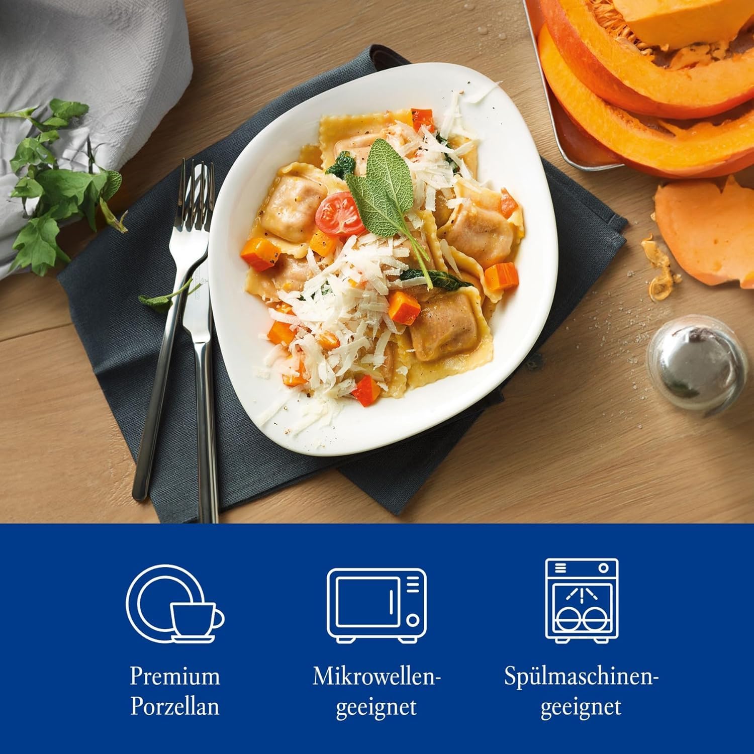Villeroy & Boch - Lot de 12 assiettes à pâtes Vapiano, grandes assiettes creuses blanches, assiettes à pâtes, assiettes à spaghetti, assiettes creuses, assiettes à salade, grandes assiettes à vapiano
