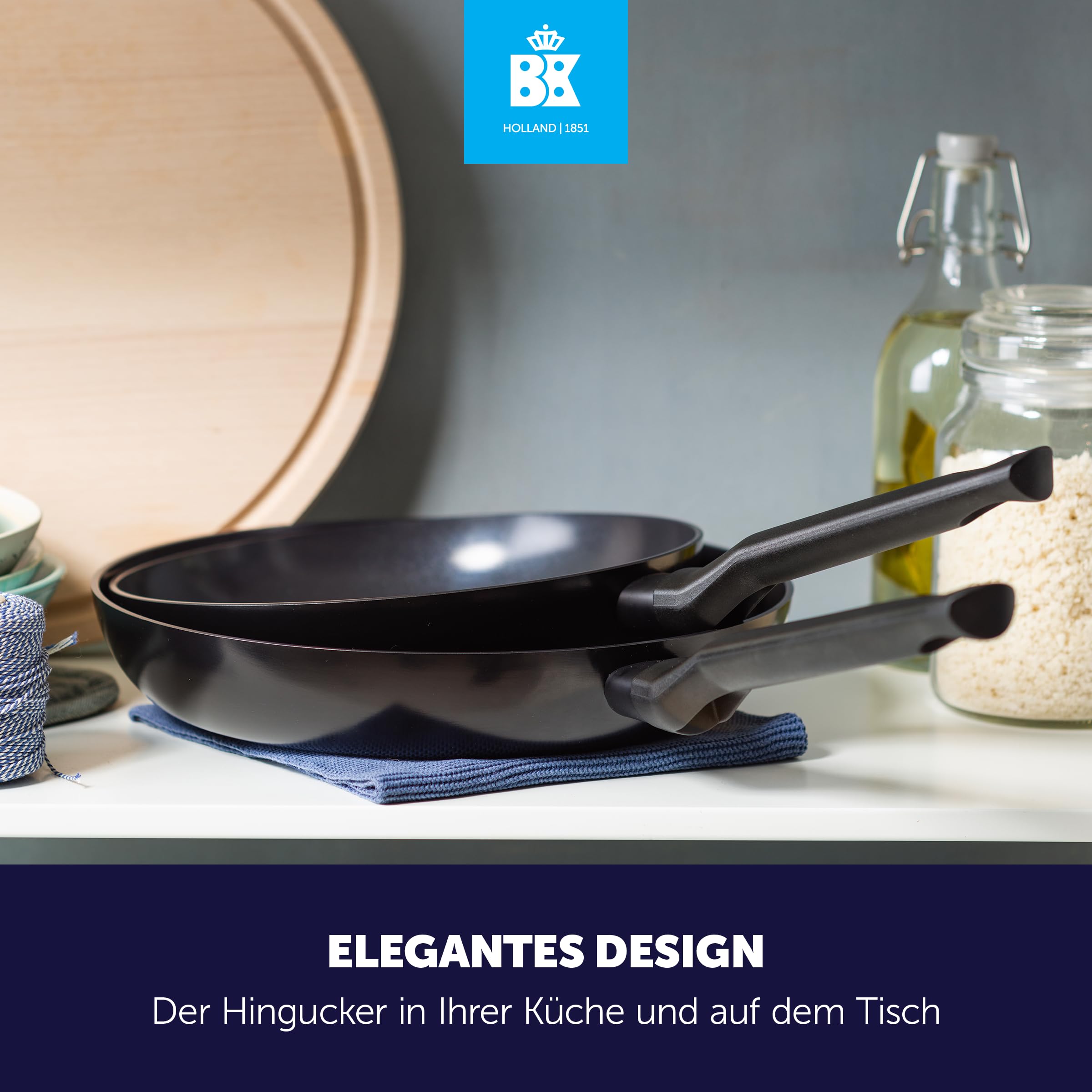 BK Enjoy - Juego de sartenes antiadherentes de cerámica, 2 piezas, diámetro 24/28 cm, sin PFAS, sartén de inducción, apta para horno hasta 160 °C, apto para lavavajillas, calentamiento rápido, asas de