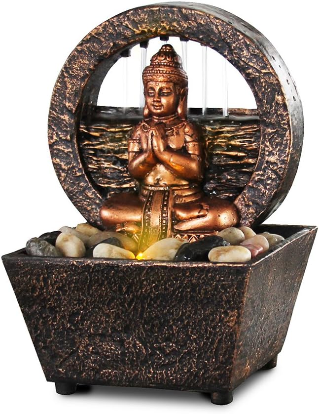 Small Tranquil Buddha LED Water Fountain 7.2" High (No Adapter)