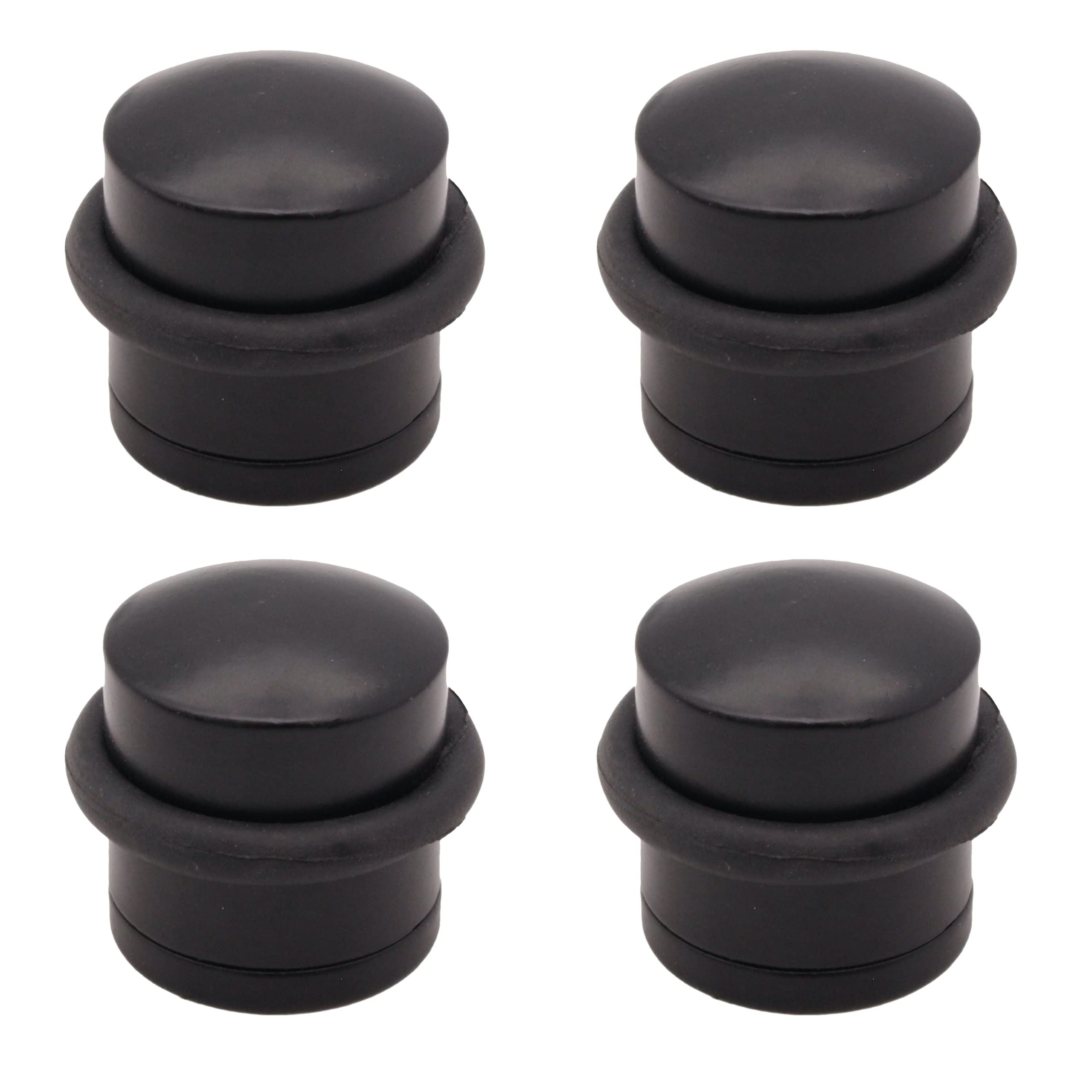 Eai Matt Black Door Stop Dome Solid Floor Mounted - Pack Of (4)