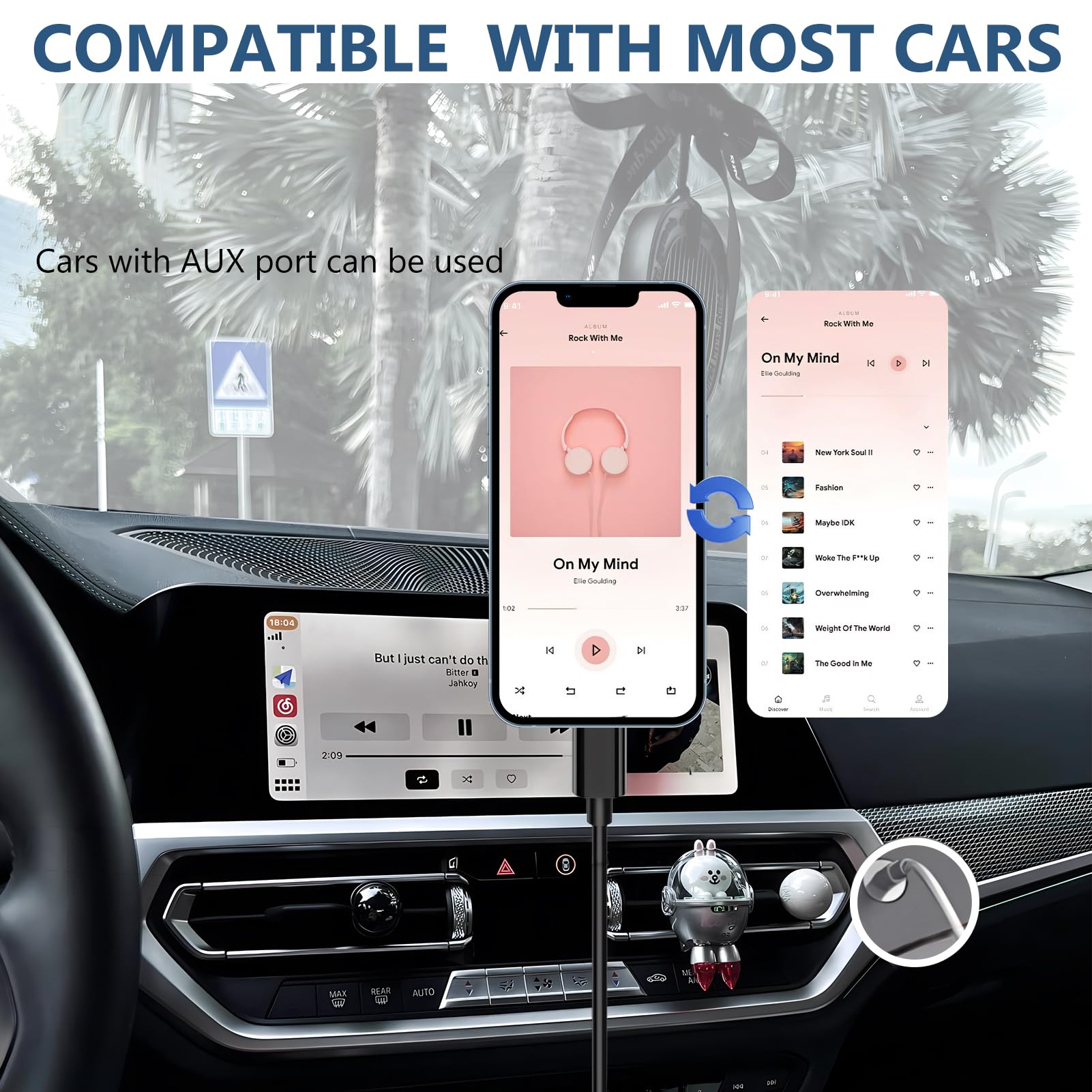 Aux auf USB C, USB C auf 3,5 mm Audio-AUX-Klinkenkabel, 1 m, AUX-Kabel für iPhone, Typ C auf AUX-Kopfhörer-Stecker, Auto-AUX-Kabel, kompatibel mit iPhone 15/15 Pro Max, Samsung Galaxy S23, S22, Note