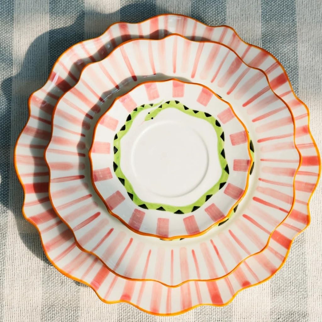 Talerze obiadowe ręcznie malowane ceramiczne talerze w kontrastowym kolorze, domowy talerz obiadowy, zastawa stołowa, zastawa stołowa, noworoczny prezent na przyjęcie