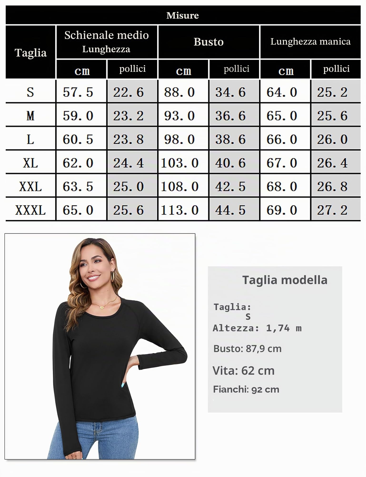Terecey Maglietta Donna Maniche Lunghe Slim Fit Girocollo Casual | Tessuto Morbido e Flessibile, Vestibilità Aderente, Comfort sulla Pelle, Uso Quotidiano