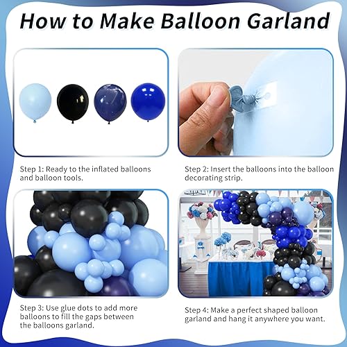 Miniatura 14 de Kit de guirnalda de globos azules y verdes, kit de arco de globos azul marino, verde oscuro, dorado con globos cromados metálicos, globos de látex