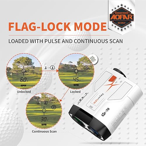 Miniatura 3 de AOFAR GX-7N Golf Rangefinder with Continuous Scan, Slope and Angle Switch Button with Indicator, Flag-Lock with Pulse and Scan for Closer Target,