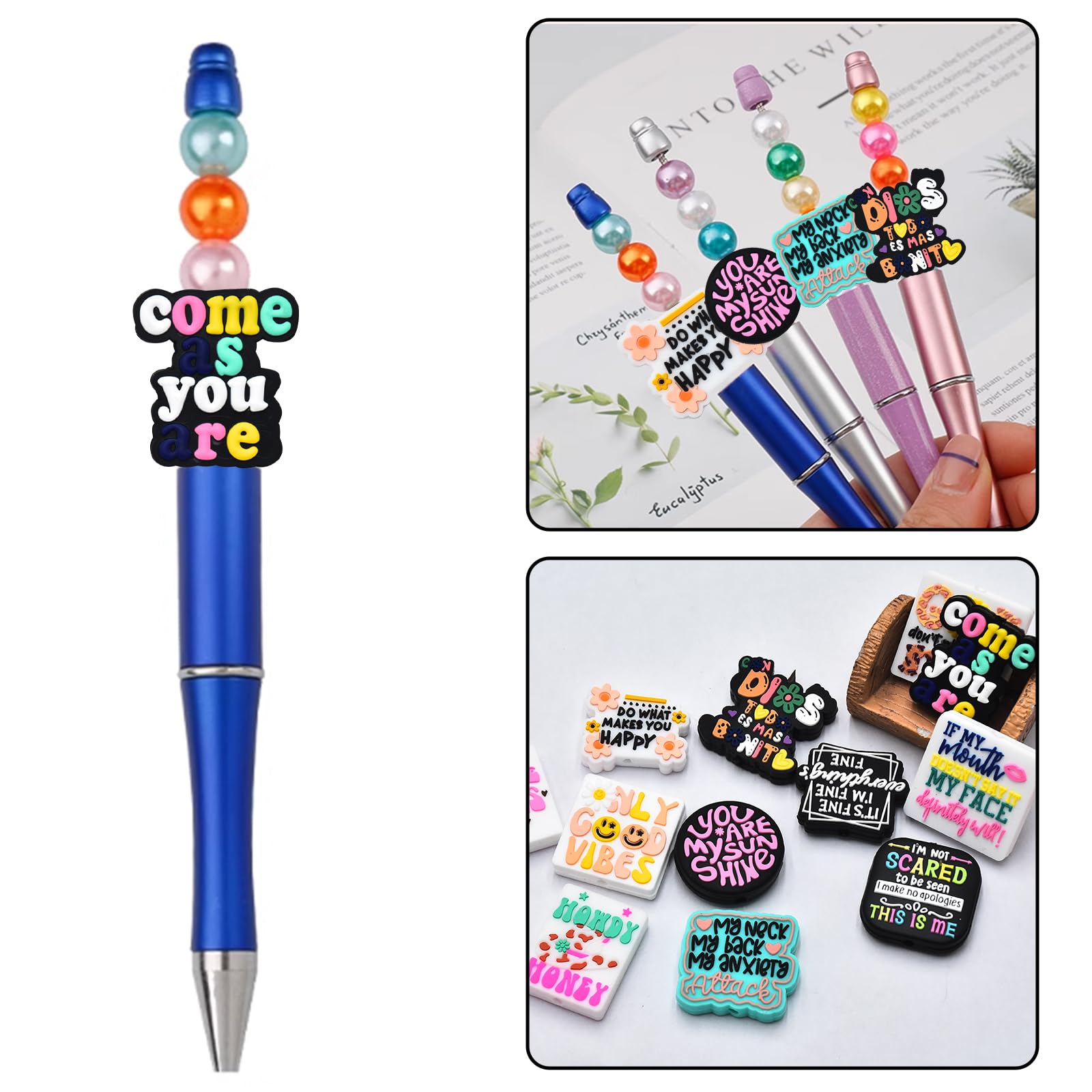 JHGCVX Lot De 12 Perles Focales En Silicone Pour Stylos - Perles Focales En Silicone Pour La Fabrication De Porte-clés, Colliers Et Travaux Manuels