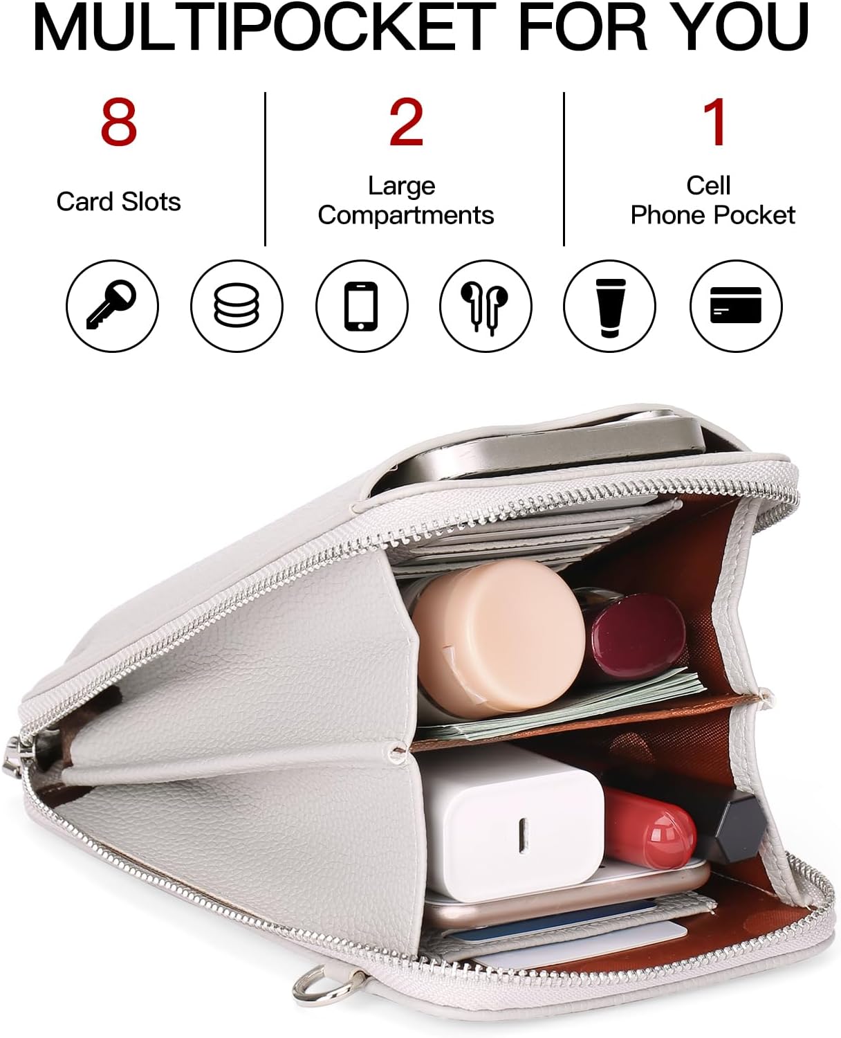 Small Crossbody Bags for Women Leather cell Phone Bag Wallet Purse with Credit Card Slots Adjustable Strap - Image 4