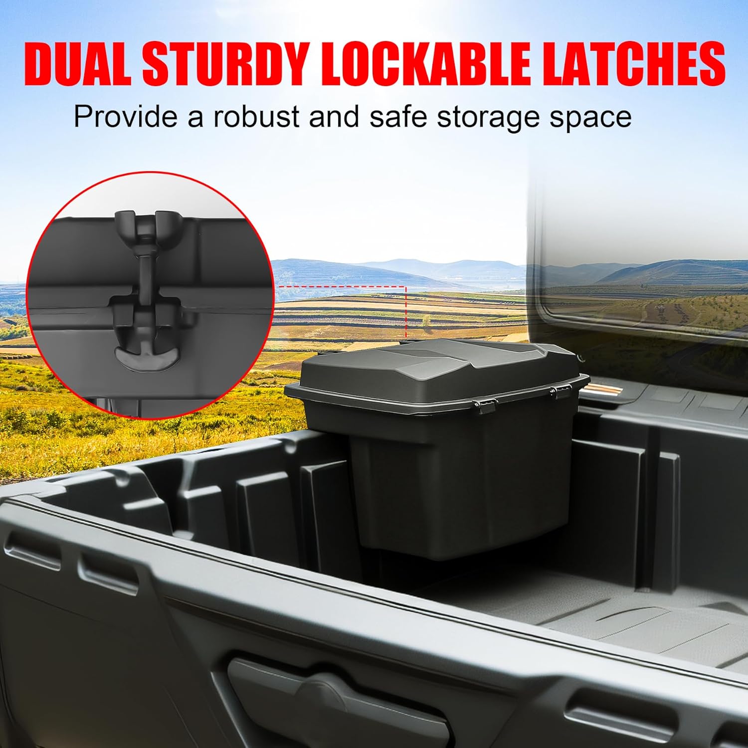 20L UTV Cargo Storage Box for Can-Am Defender/Commander, Waterproof Removable Rear Bed Storage Bin with Top Tool Tray for Can Am Defender HD5 HD7 HD8 HD9 HD10 Max/Commander Accessories
