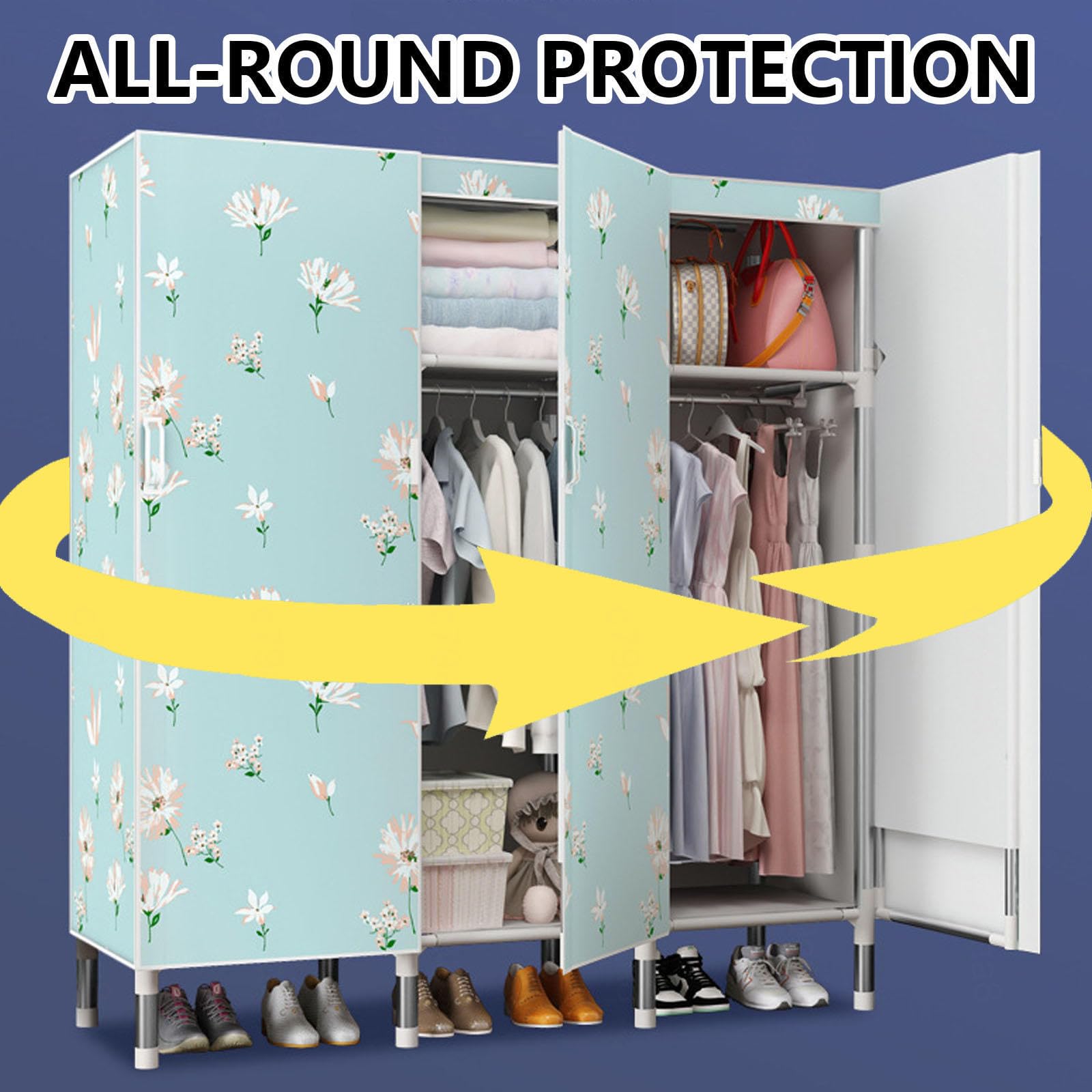 UYSELA Guardaroba,Armadio Pieghevole in Tessuto,Guardaroba Portatile in Tessuto,Organizzatore per Armadio con aste sospese,Organizzatore per Vestiti,C-85 x 50 x 172 cm