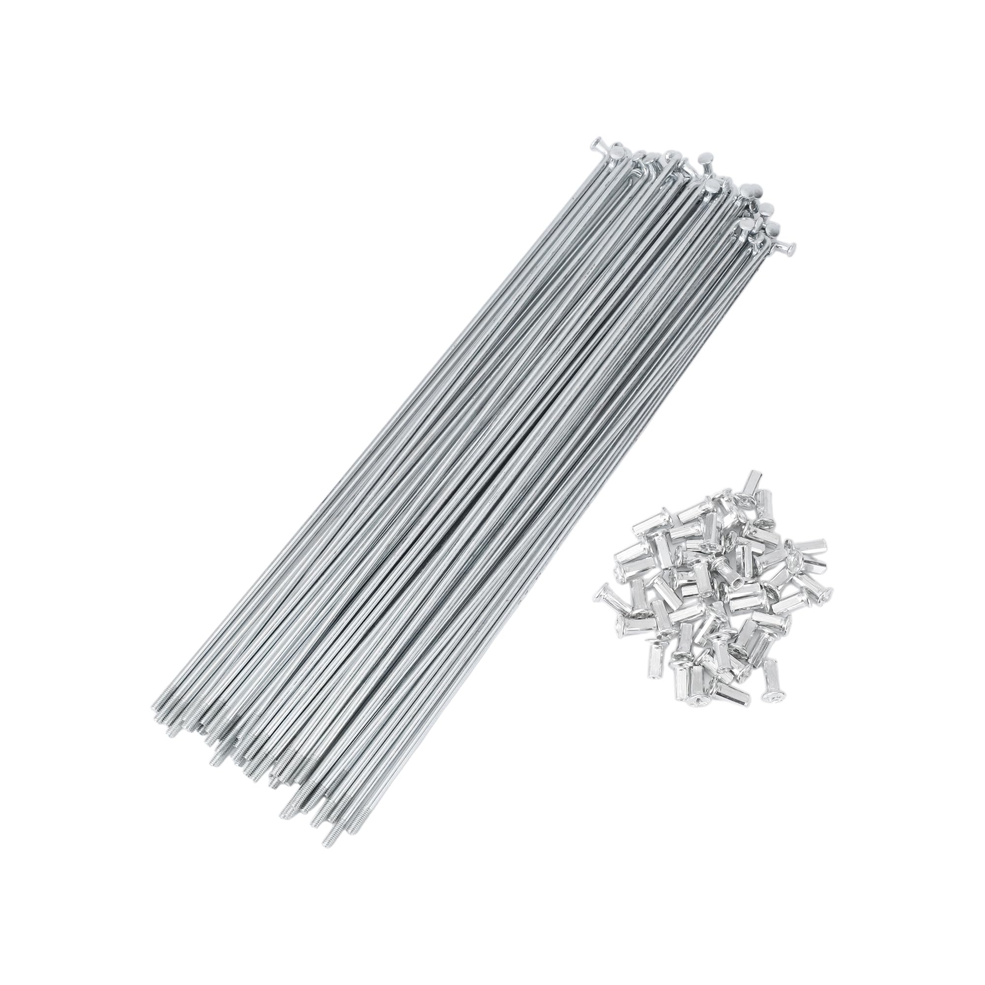 X AUTOHAUX 48 Set 10G Bicycle Spokes 260mm Bike Wheel Spokes Carbon Steel Galvanized Silver Tone