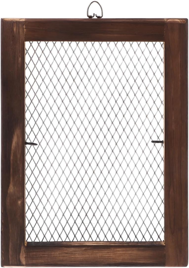 Levemolo Fern Hanging Board Wall Mounted Planter with Wire Mesh Air Plant Holder Indoor Outdoor Wood Planter for Small Ferns and Succulents 13.58X9.84X0.78In