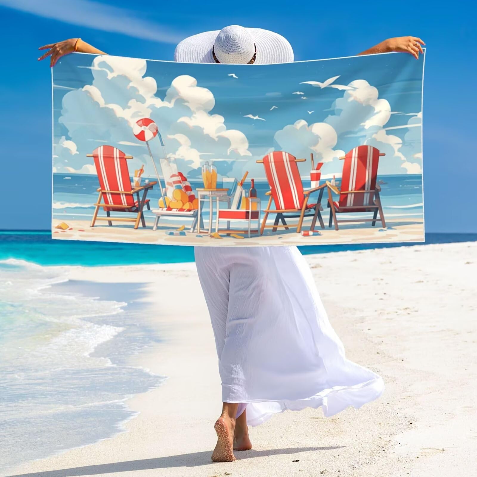 Telo Mare Microfibra xxl Grande Asciugamano da Spiaggia 100x200cm Asciugatura Rapida Telo Cotone Morbido, Antisabbia Mare Coperta da Spiaggia per Campeggio, Palestra, Piscina, Viaggio Vacanza G-1420