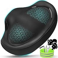 Noseless Wide Bike Seat for Men Women - Extra Padding Oversized Comfort Saddle for Peloton, Exercise, Electric & Cruiser Bikes