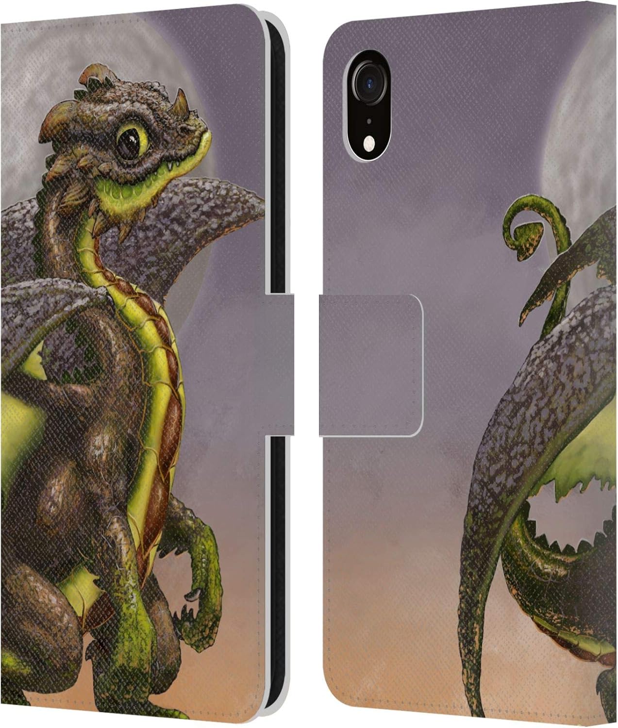 Head Case Designs Officially Licensed Stanley Morrison Green Hot Tea in Cup Dragons 2 Leather Wallet Case Compatible with Apple iPhone XR