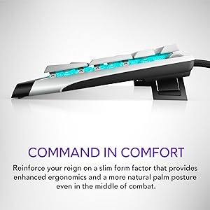 Alienware Low-Profile RGB Gaming Keyboard AW510K Light, Alienfx Per Key RGB Lighting, Media Controls and USB Passthrough, Cherry MX Low Profile Red Switches, Lunar light