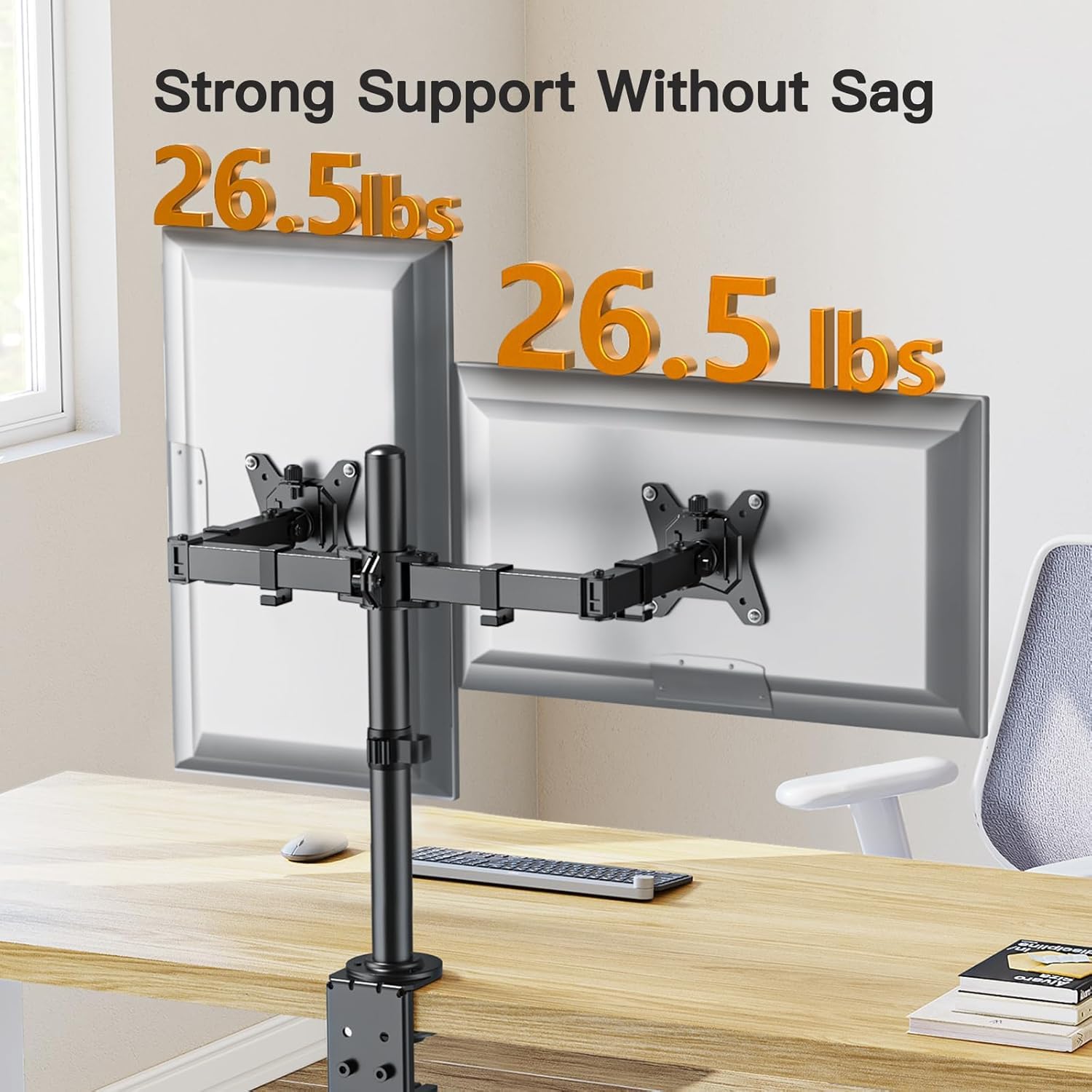 ErGear Supporto da scrivania per doppio monitor da 13 "-34" fino a 12 kg, supporto per monitor completamente regolabile, può contenere 2 schermi di computer, braccio doppio per monitor resistente con