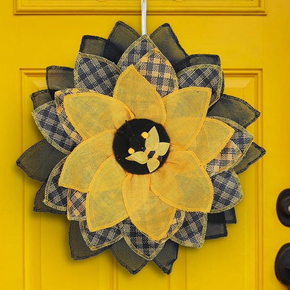 Ghirlanda primaverile da 40 cm, motivo api, decorazione per porta