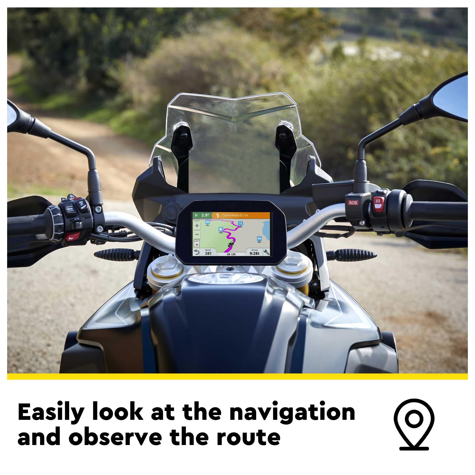 SWAWIS Motocicleta GPS Soporte De Navegación, 12-16mm Soporte de Navegación para Teléfono, Aleación de Aluminio Soporte de Modificación Compatible conBMW R1200GS LC ADV R1250GS S1000XR CRF1000L