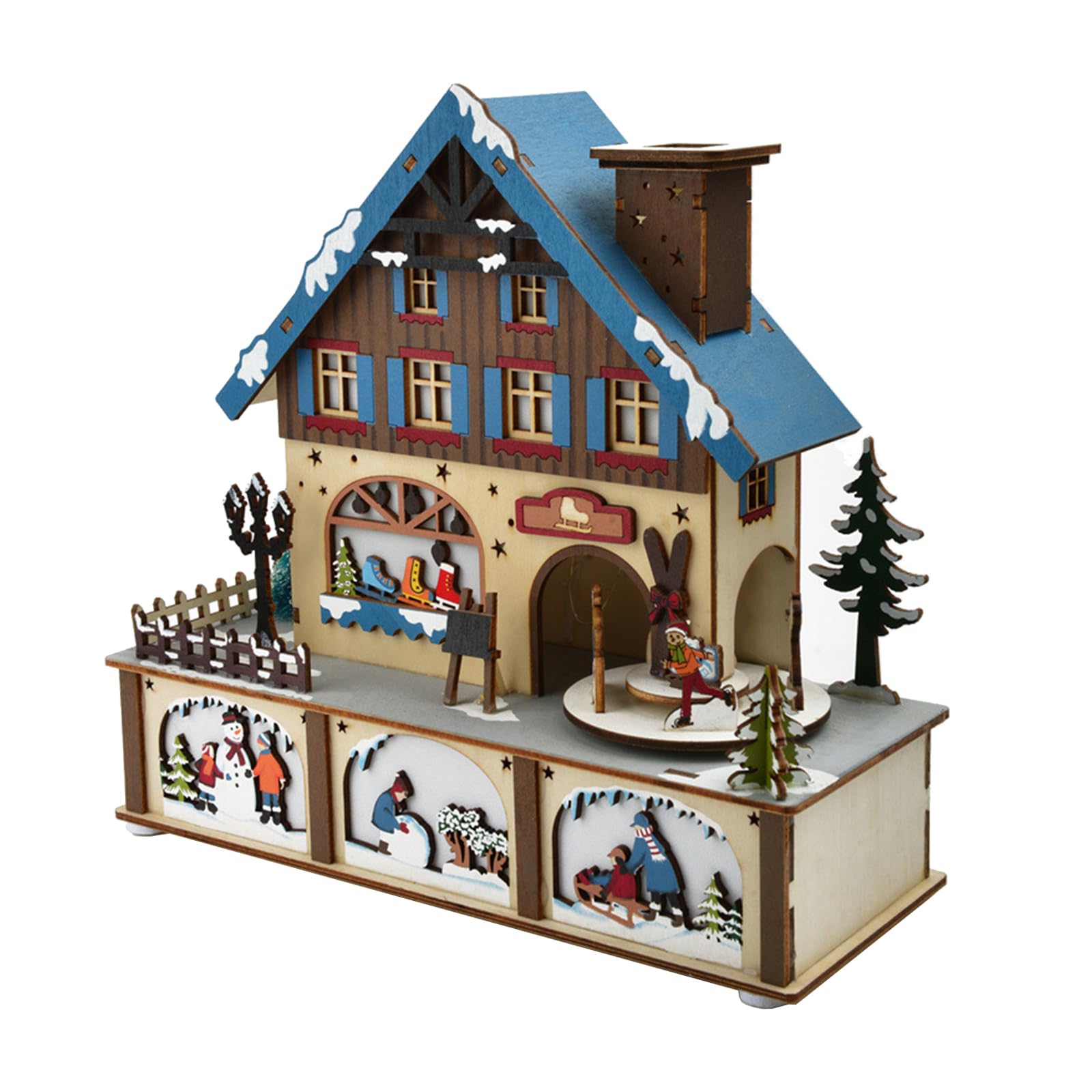 Maison de Village de Noël Lumineuse - Bâtiments Musicaux et Décorations pour Table - Décoration à Piles pour la Maison