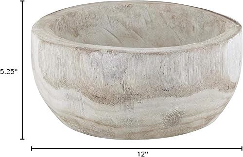 Miniatura 5 de Santa Barbara Design Studio Cuenco de madera para servir, cuenco de fruta de madera de paulownia tallada a manodecoración de madera, 5.25 pulgadas