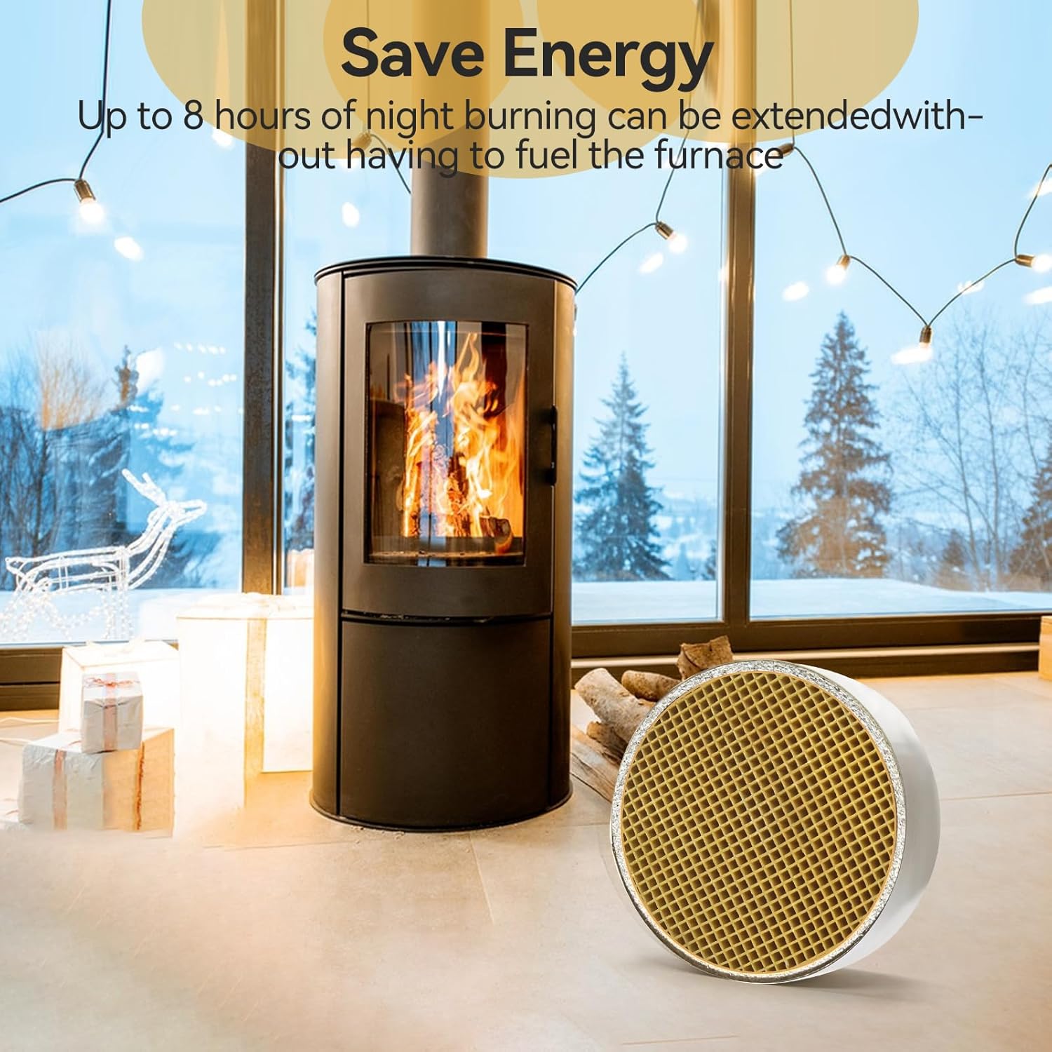 Wood Stove Catalytic Combustor, 6" x 2" Ceramic Catalytic Combustor Replacement for Dutchwest-2460 2461 2462 Englander Dovre Stove, Longer Burn Time & Save Firewood
