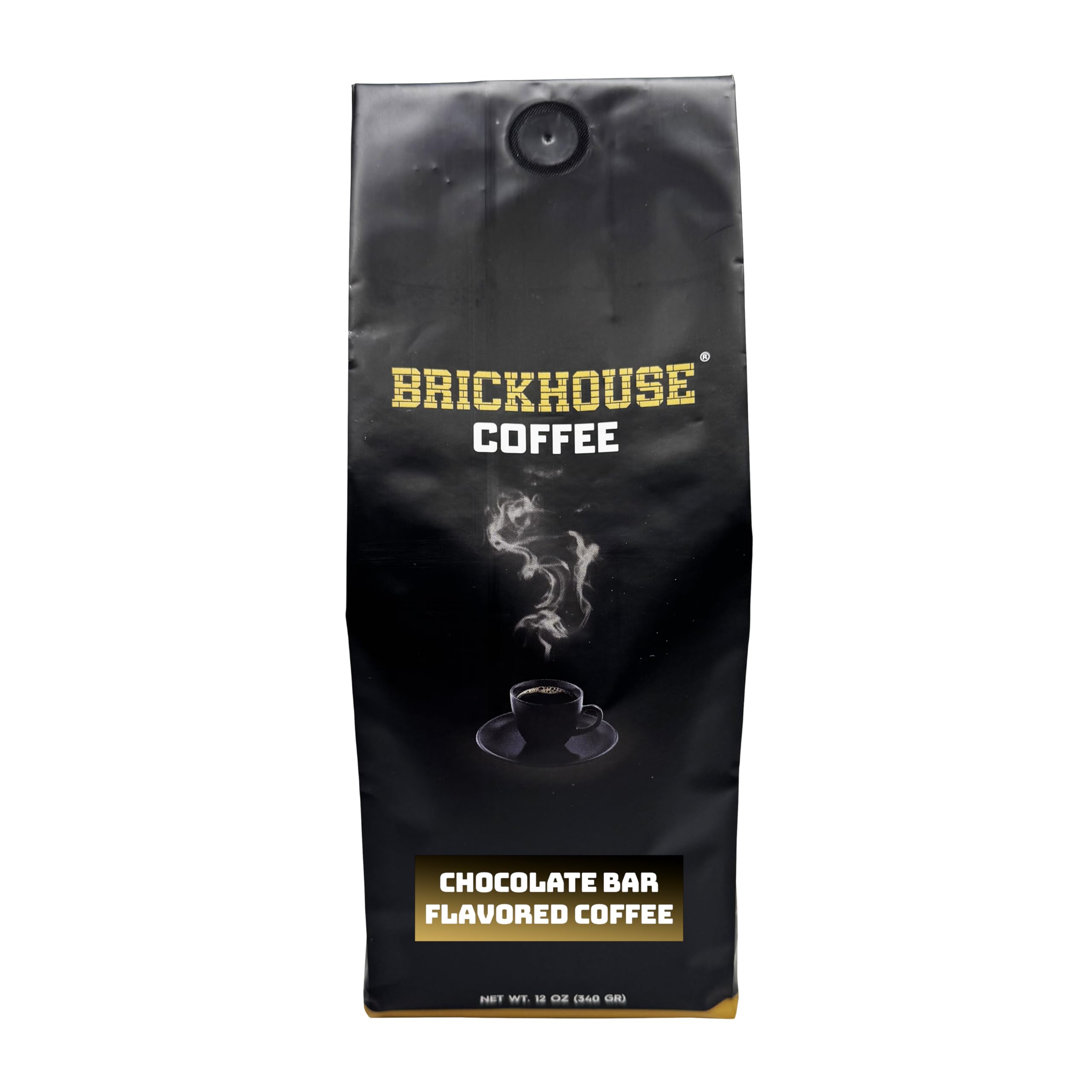 Brickhouse Chocolate Bar Flavored Ground Coffee, 100% Arabica, Rich Notes of Caramel, Chocolate, Nougat and Peanuts, 12oz Bag