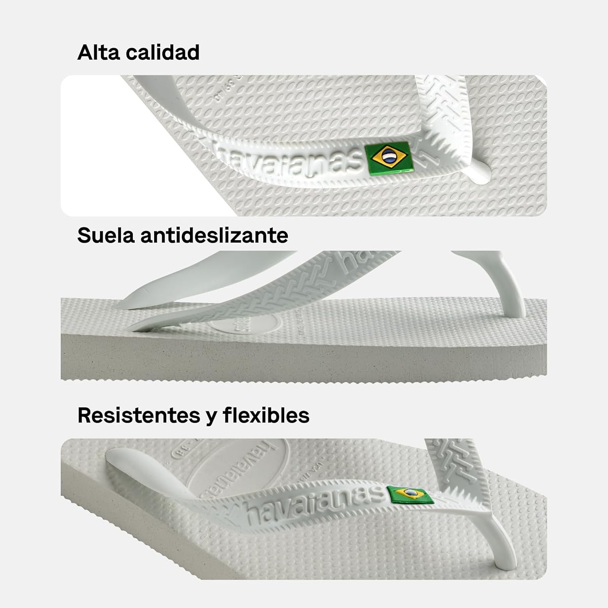 Havaianas - Top Brasil, Chanclas Cómodas, Duraderas y Ligeras, con Suela Antideslizante, Bandera de Brasil en las Tiras, Adultos Unisex 43/44 EU Blanco — view 3
