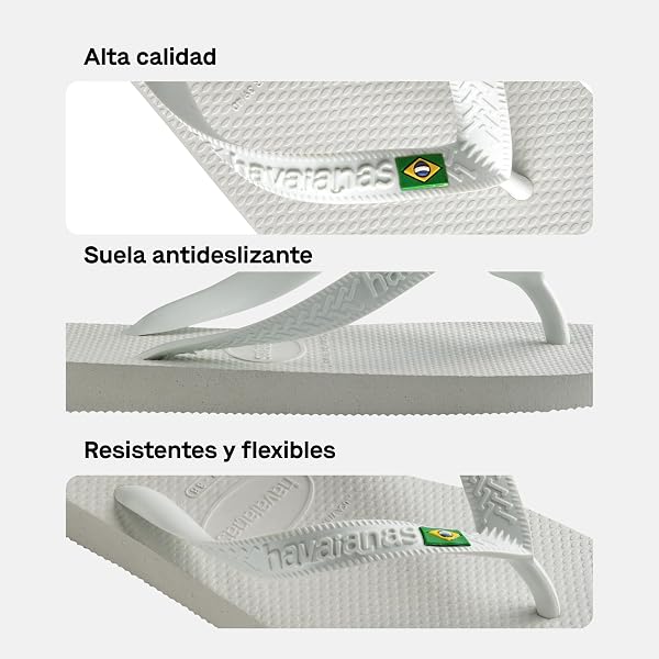 Havaianas - Top Brasil, Chanclas Cómodas, Duraderas y Ligeras, con Suela Antideslizante, Bandera de Brasil en las Tiras, Adultos Unisex 43/44 EU Blanco - 3