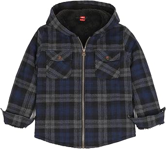 ZENTHACE Boys Sherpa Fleece Lined Flannel Jacket