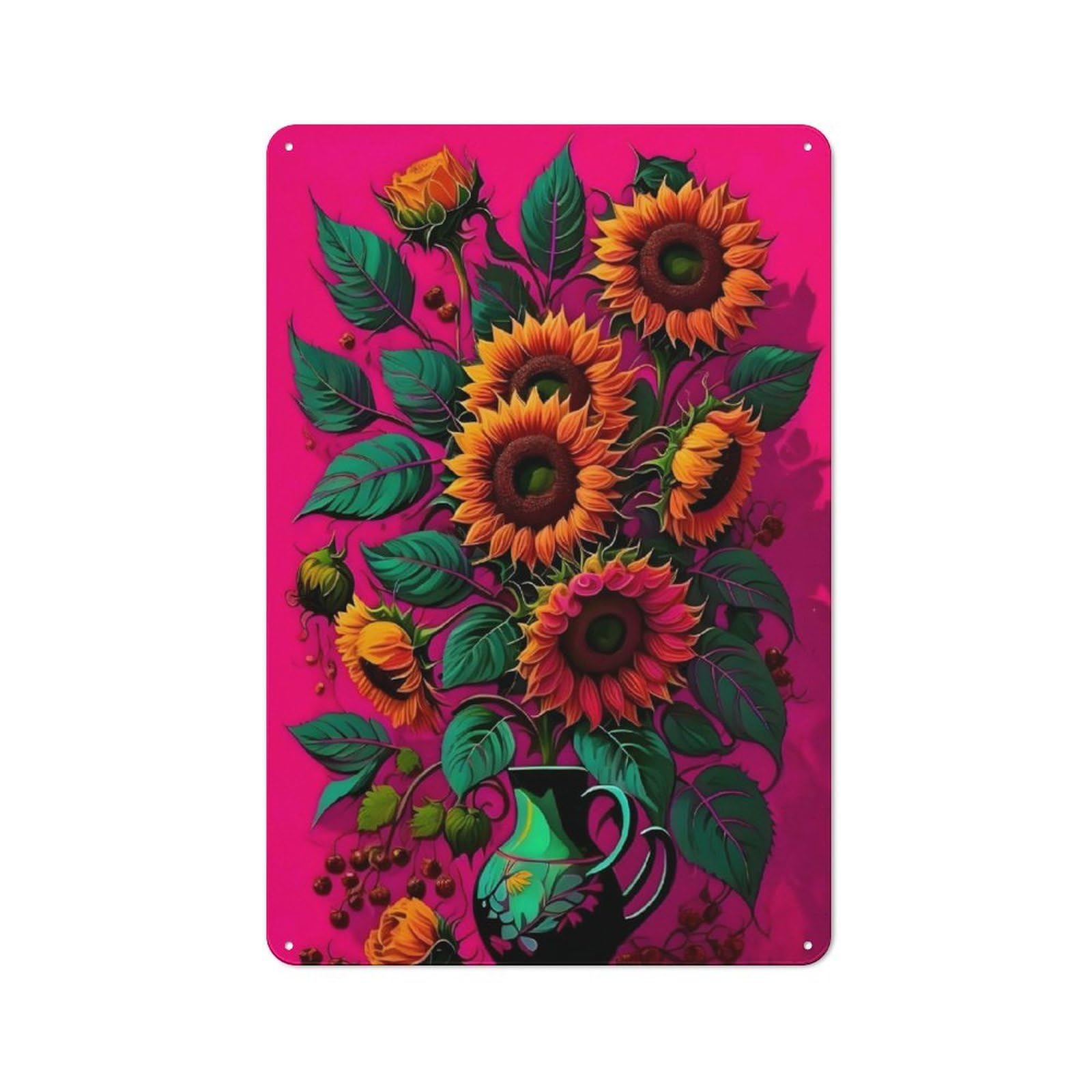 Wallpaper Flowers Metal Sign 30x20cm, Retro Bar Wall Plaque for Bar, Kitchen, Garage Or Games Room, for Casual British Interiors