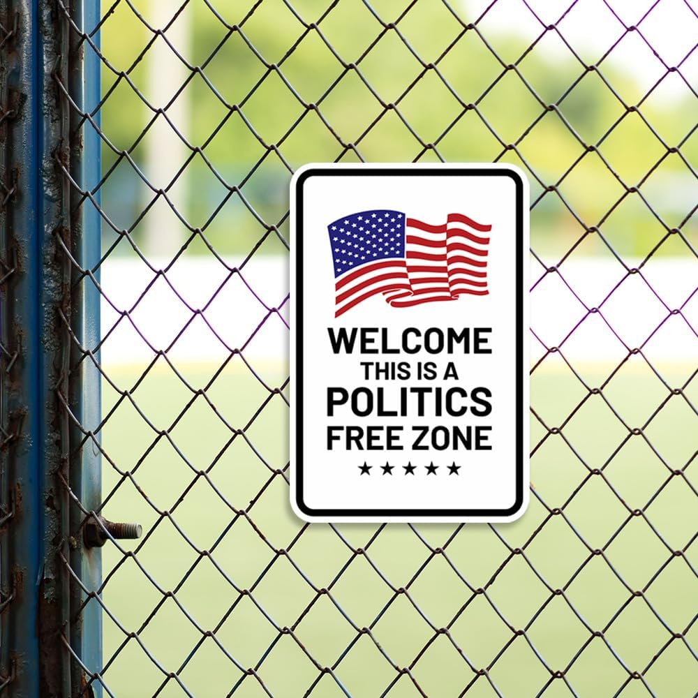 Portrait Round Plus Welcome This Is A Politics Free Zone Door or Wall Sign - Large (2 Pack)