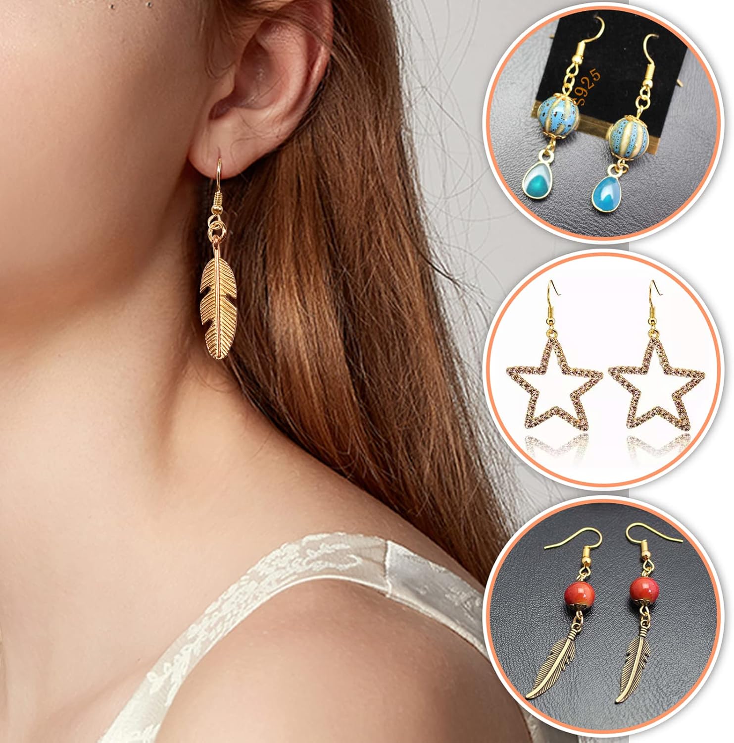 TOAOB 140pcs 925 Sterling Silver Earring Hooks Ear Wires Fish Hooks with Ball and Coil Gold 18mm Earring Parts with 200pcs Earring Backs for DIY Jewelry Findings Parts - Image 4