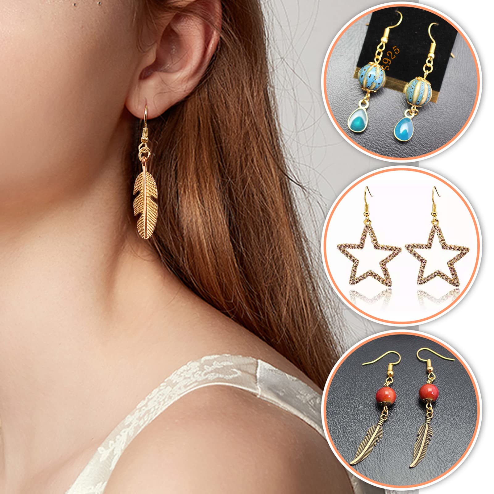 SimpleLife - 10 Ganci Per Orecchini In Argento 925 E Oro | Ipoallergenici 20x18 Mm | Fai Da Te